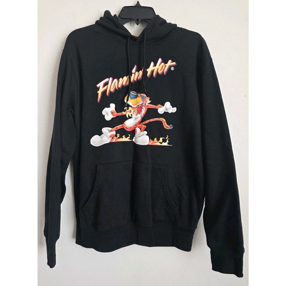 Cheetos Flamin Hot‎ Hooded Sweatshirt Adult M Black Hoodie Pullover Casual